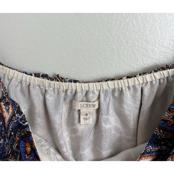 J‎ Crew Dress Paisley Short Casual Cocktail Sz 4 100% Silk - Picture 4 of 8